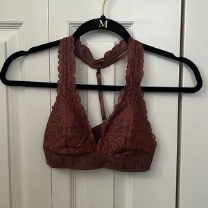 Victoria’s Secret PINK halter lace bralette (mauve color)